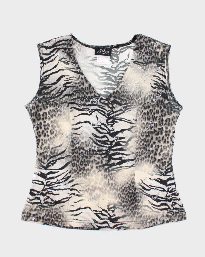 Vintage Y2k 00s ARtex Animal Print Sequin Cami - M