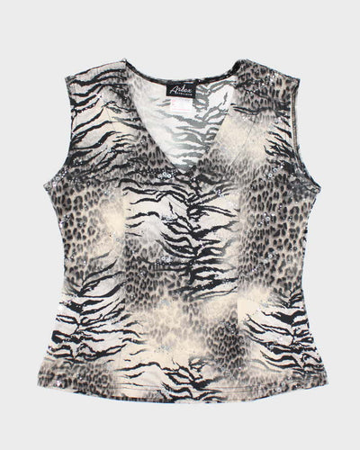 Vintage Y2k 00s ARtex Animal Print Sequin Cami - M