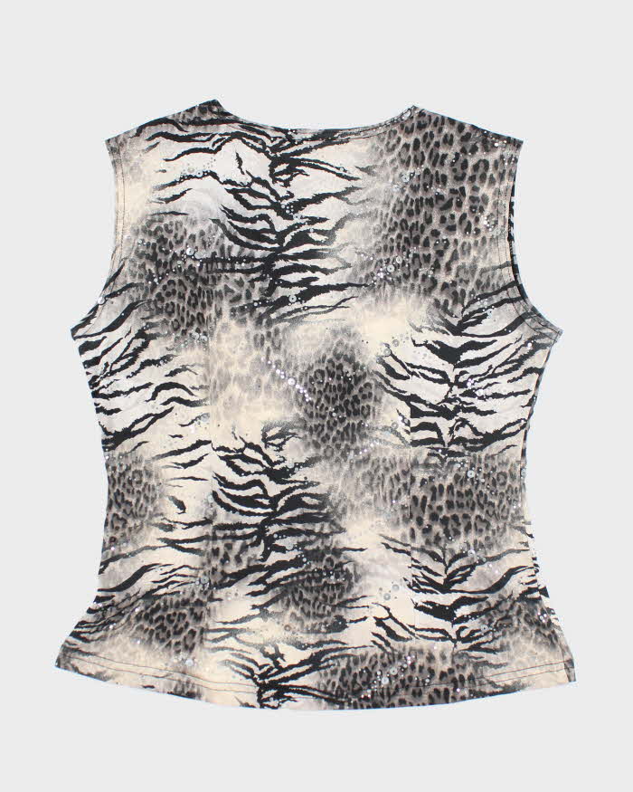 Vintage Y2k 00s ARtex Animal Print Sequin Cami - M