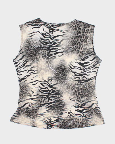 Vintage Y2k 00s ARtex Animal Print Sequin Cami - M