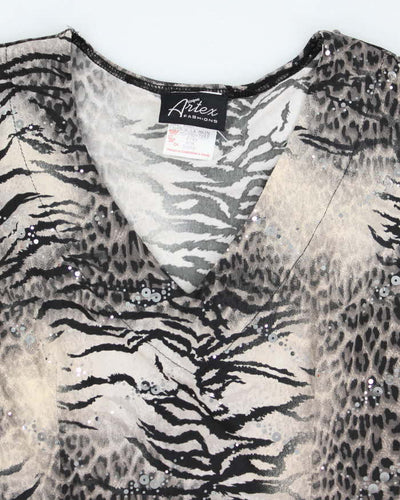 Vintage Y2k 00s ARtex Animal Print Sequin Cami - M
