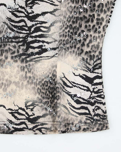 Vintage Y2k 00s ARtex Animal Print Sequin Cami - M