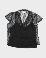 Vintage 90s Nygard Lace Blouse - L