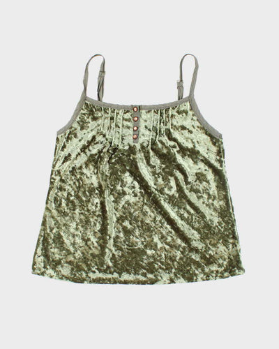 Vintage Y2k 00s DKNY Green Velvet Cami - S