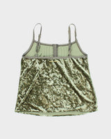 Vintage Y2k 00s DKNY Green Velvet Cami - S