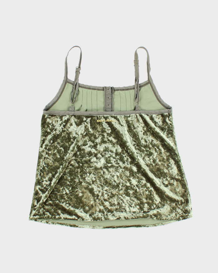 Vintage Y2k 00s DKNY Green Velvet Cami - S