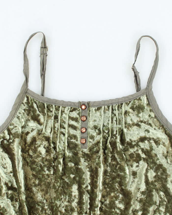 Vintage Y2k 00s DKNY Green Velvet Cami - S