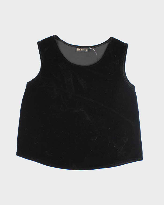 Vintage 90s Piccadilly Black Velvet Top - M
