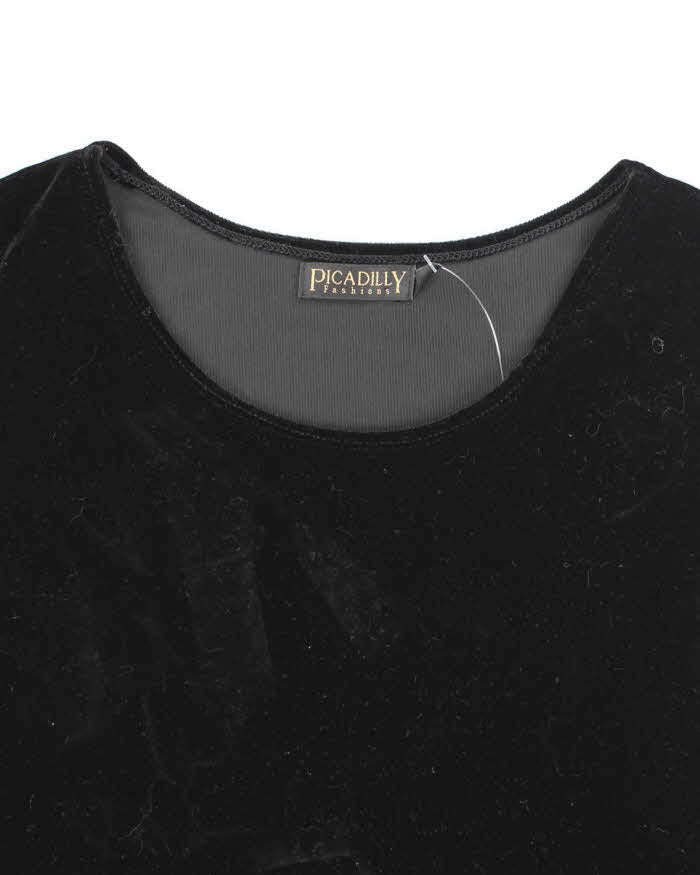 Vintage 90s Piccadilly Black Velvet Top - M