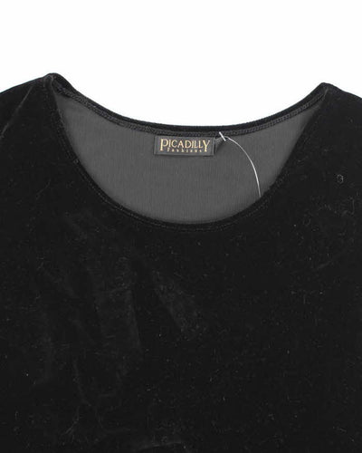 Vintage 90s Piccadilly Black Velvet Top - M