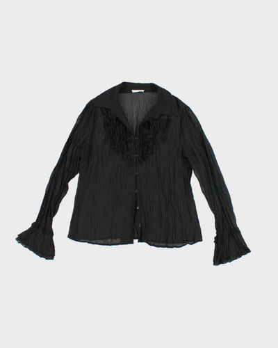 Vintage 90s Fred David Mesh Ruffle Blouse - M