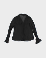 Vintage 90s Fred David Mesh Ruffle Blouse - M