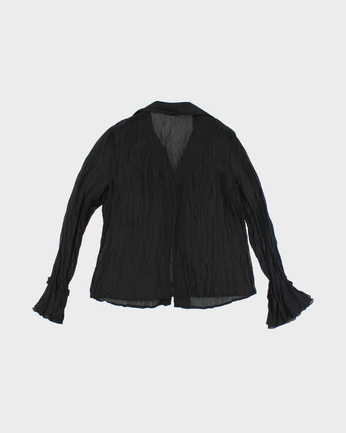 Vintage 90s Fred David Mesh Ruffle Blouse - M