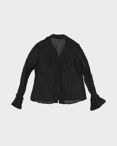 Vintage 90s Fred David Mesh Ruffle Blouse - M