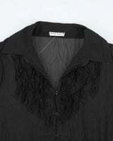 Vintage 90s Fred David Mesh Ruffle Blouse - M