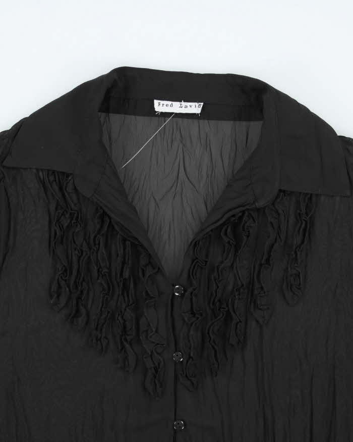Vintage 90s Fred David Mesh Ruffle Blouse - M