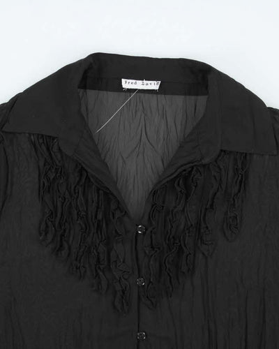 Vintage 90s Fred David Mesh Ruffle Blouse - M