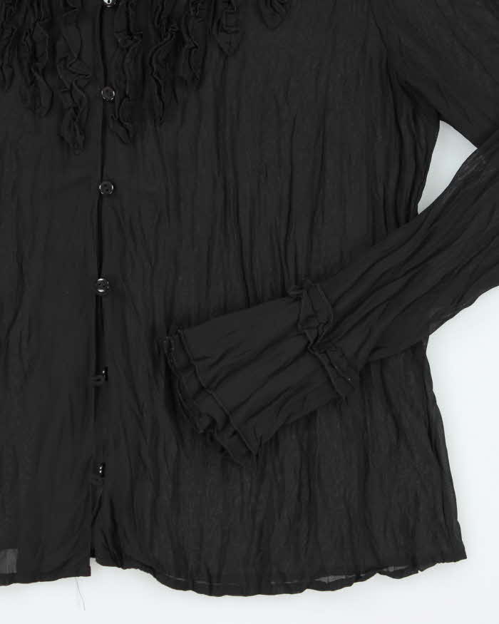 Vintage 90s Fred David Mesh Ruffle Blouse - M