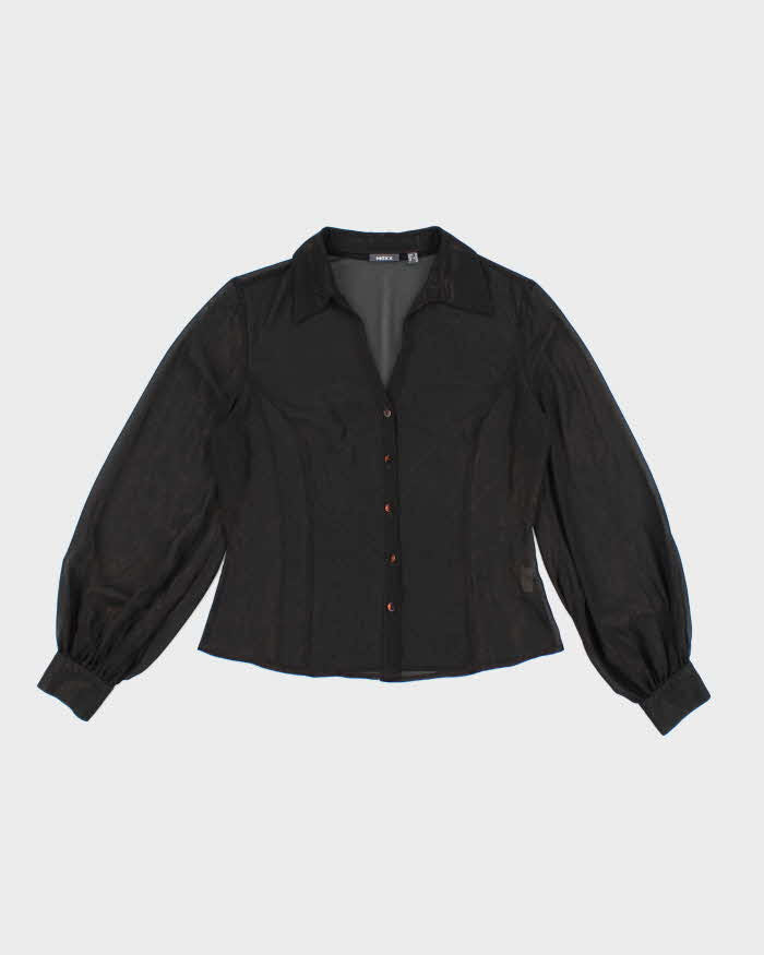 Vintage Y2k 00s Mexx Sparkly Mesh Blouse - M