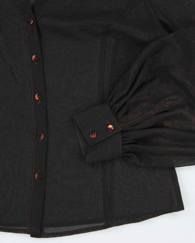 Vintage Y2k 00s Mexx Sparkly Mesh Blouse - M