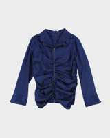 Vintage Y2k 00s Iridescent Zip-Up Blouse - M