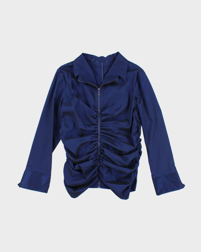 Vintage Y2k 00s Iridescent Zip-Up Blouse - M