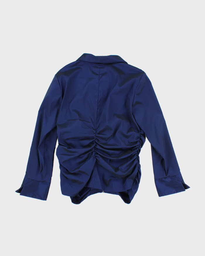 Vintage Y2k 00s Iridescent Zip-Up Blouse - M