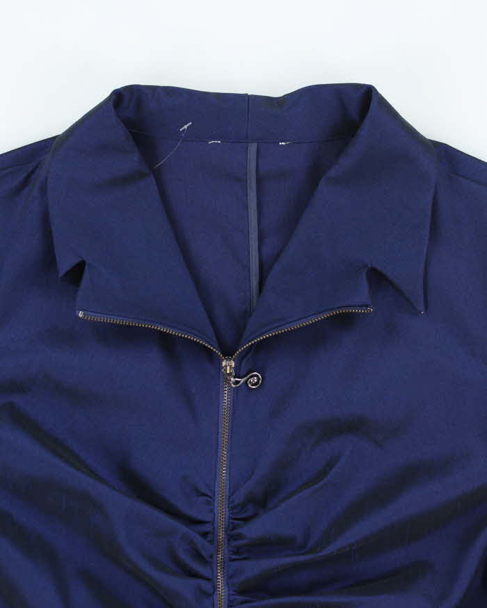 Vintage Y2k 00s Iridescent Zip-Up Blouse - M