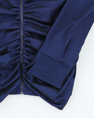 Vintage Y2k 00s Iridescent Zip-Up Blouse - M