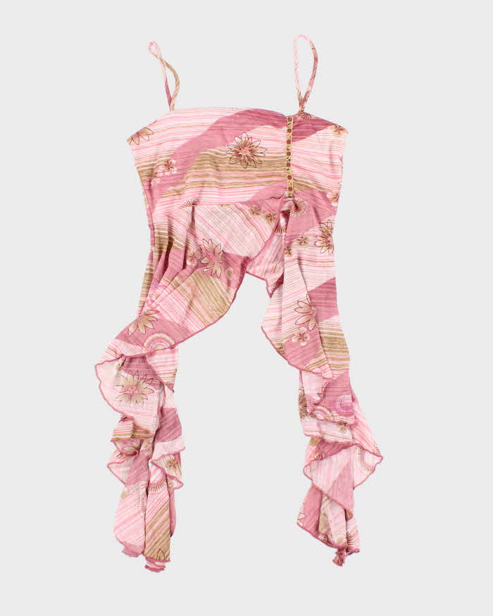 Vintage Y2k 00s Sirens Pink Asymmetric Cami - S