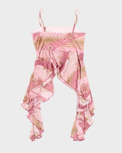 Vintage Y2k 00s Sirens Pink Asymmetric Cami - S
