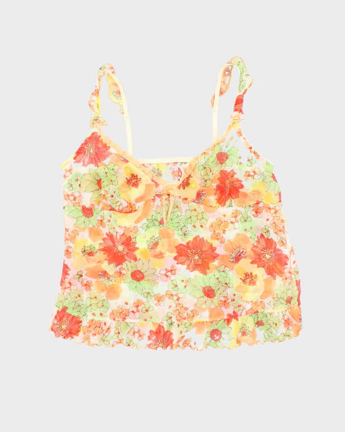 Vintage Y2k 00s Mesh Floral Cami - S