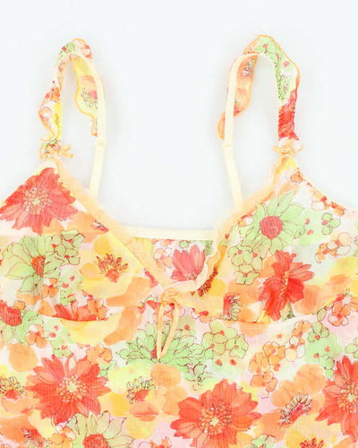 Vintage Y2k 00s Mesh Floral Cami - S