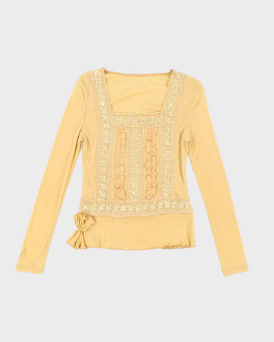Vintage Y2k 00s Double Mesh Sequin Top - S