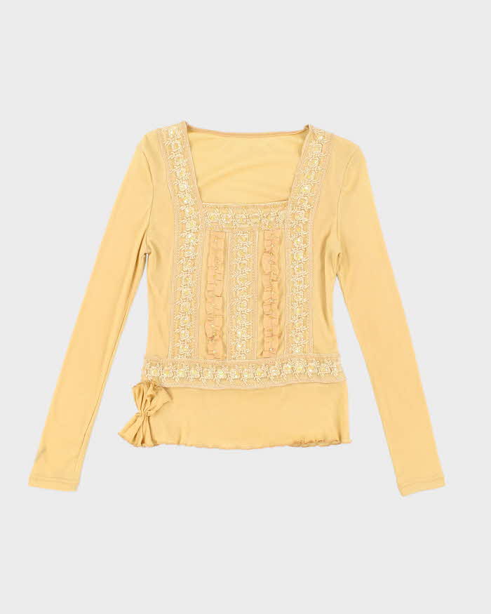Vintage Y2k 00s Double Mesh Sequin Top - S