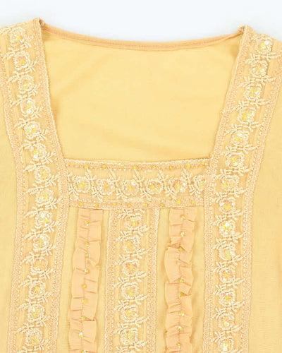 Vintage Y2k 00s Double Mesh Sequin Top - S