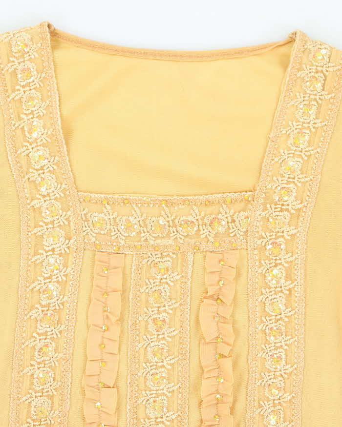 Vintage Y2k 00s Double Mesh Sequin Top - S