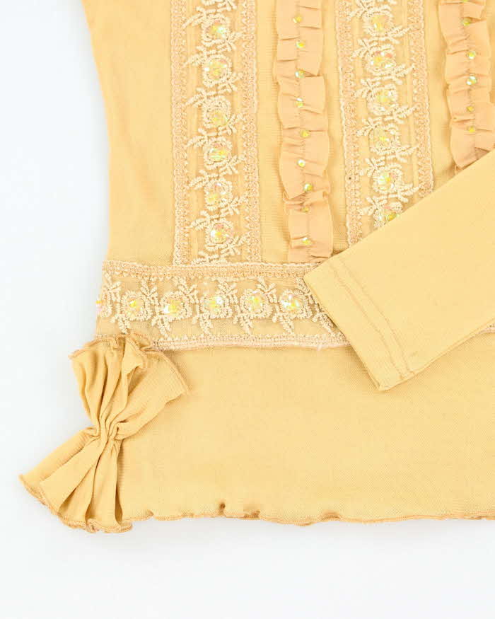 Vintage Y2k 00s Double Mesh Sequin Top - S