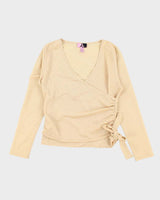 Vintage Y2k 00s LL Gold Sparkly Wrap Top - L