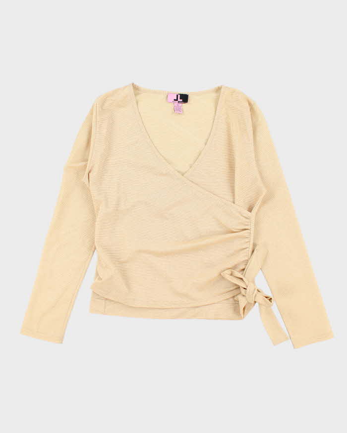 Vintage Y2k 00s LL Gold Sparkly Wrap Top - L