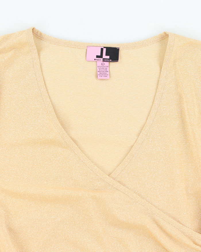 Vintage Y2k 00s LL Gold Sparkly Wrap Top - L