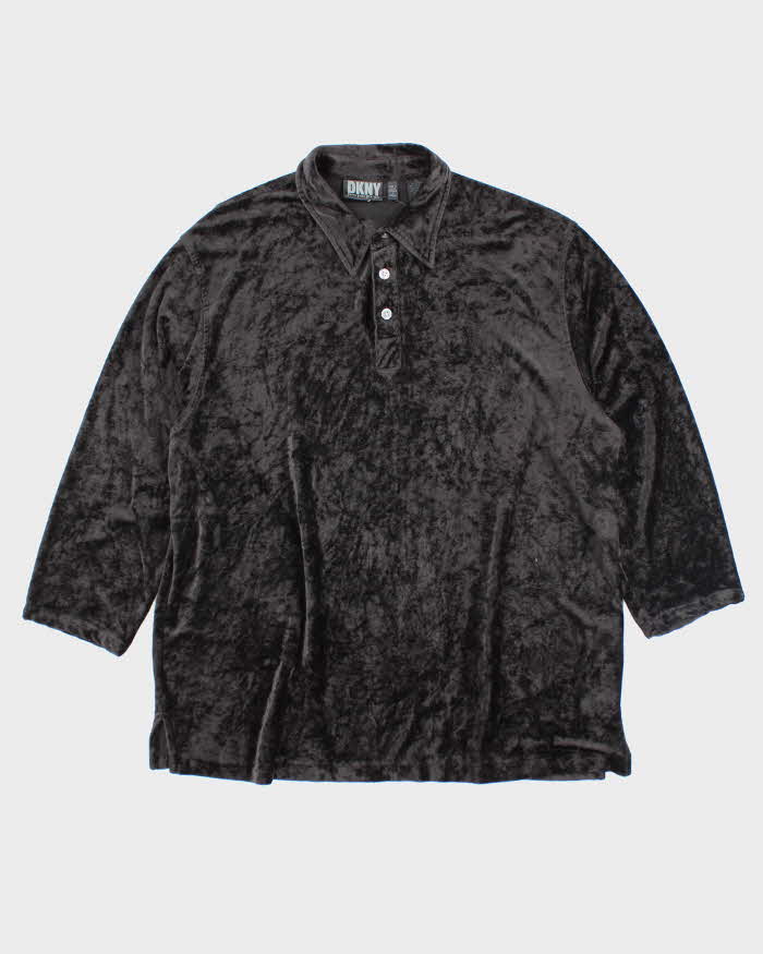 Vintage Y2k 00s DKNY Velour Oversized Blouse - XL