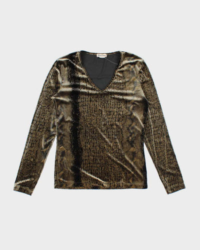Vintage 90s Donovan Velvet Animal Print Top - M