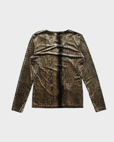 Vintage 90s Donovan Velvet Animal Print Top - M