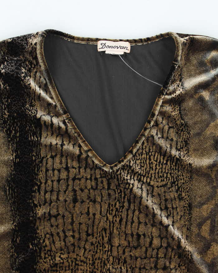 Vintage 90s Donovan Velvet Animal Print Top - M