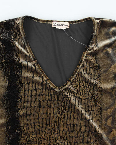 Vintage 90s Donovan Velvet Animal Print Top - M