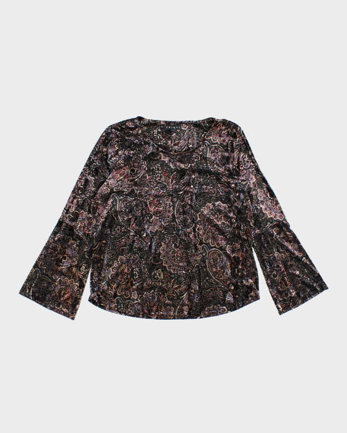 Vintage Y2k 00s Tribal Paisley Pattern Velvet Top - L