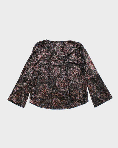 Vintage Y2k 00s Tribal Paisley Pattern Velvet Top - L