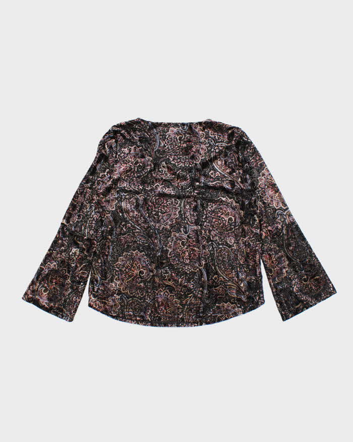 Vintage Y2k 00s Tribal Paisley Pattern Velvet Top - L