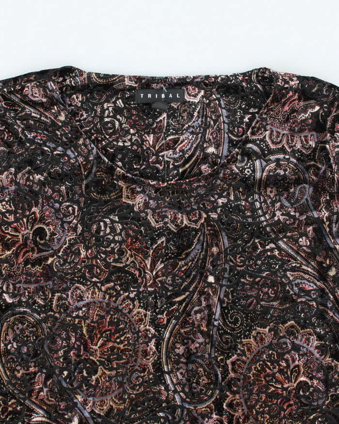 Vintage Y2k 00s Tribal Paisley Pattern Velvet Top - L